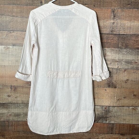 Zara Woman Linen Crop Sleeve V-Neck Dress Pale Pink Size Small - Picture 6 of 9